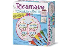 4M 00-02763 Ricamare Tecniche e Punti, Kit Ricamo Bambini, Set Fai-da-Te Crea Un Cuscino, Gioco Manuale Educativo attività Artistica e Artigianale Multicolore, Regalo Creativo, dagli 8 Anni