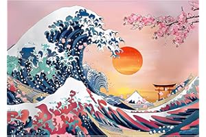 DAERLE 5D DIY Diamond Painting Kit Completo Fiori di ciliegio, Onde Quadro Diamant Painting Fai-da-te, Pittura Diamante Strass Ricamo a Punto Croce Painting per Decorazioni Casa 40x30cm Paesaggio