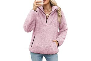 RITOSTA Pull Femme Hiver Polaire Sweatshirts Sweat Manches Longues Pulls Chaud Sweat-Shirt Élégant Casual Pullover Automne Streetwear avec Poche et 1/4 Zippé