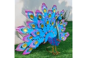 FGXY Pavo Real de Metal Colorido para Jardín Interior y Exterior, Estatuas de Pájaros, Adornos y Decoración Ornamental