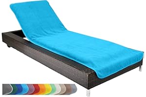 Brandsseller Housse de Protection pour Chaise Longue 75x200 cm – Serviette en Tissu éponge 100% Coton – Lavable, antidérapante, certifiée Öko-Tex 100 – Turquoise