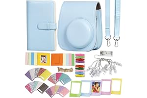 Revefilms, Accesorios Instax Mini 12 Azul y Mini 11 - Funda, Álbum, Pinzas Led, Correa, Pegatinas y Marcos - Accesorios compatibles con Instax Mini 11 Azul y Mini 12