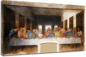 GRAFIC Cadre Leonardo Da Vinci La dernière Cène - The Last Supper - Toile Cadre Impression avec ou sans Cadre en Bois (Cadre avec Structure en Bois, CM 90X50)