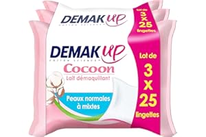 DEMAK'UP demak' Up Cocoon 3 paquetes de 25 toallitas leche Desmaquillante pieles normales/mixtas