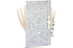 MAHEWA® Mutter-Kind-Pass-Hülle Österreich aus Filz-Stoff | Mutterpass-Organizer Mutterpass-Tasche Schutzhülle (Mutterkindpass "Liebe im Bauch", Hellgrau)