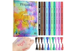 PFARRER Temporäre Tattoo Marker for Skin, 10 colors Tattoo Stifte für die Haut, Dual-End Tattoo Stifte mit Bold and Fine Lines safty Tinte ZYH2312111