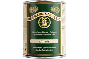 Hermann Sachse Le bois a besoin de cette huile dure | Huile pour plan de travail | Huile pour meubles pour tables et meubles | Huile de lin pour protection du bois en intérieur (2,5 litres)