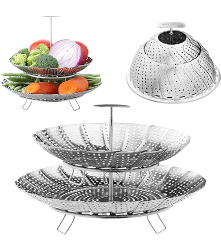 Stellar 7000 Cuiseur Vapeur étagé En Acier Inoxydable S759 Avec Deux Poignées, S'adapte à La