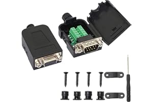 GELRHONR DB9 - Connettore adattatore maschio senza saldatura, 9 pin RS232 maschio adattatore seriale scheda breakout con custodia (2 pz/femmina)