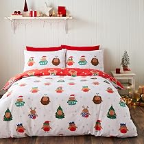 Copripiumino Matrimoniale Fiocchi Di Neve Rossi – Set 3 Pezzi In Microfibra Ultra Morbida, Reversibile, 240x260 Cm Con Cerniera