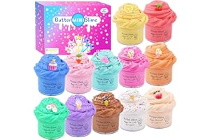 PETYUIOYU Fluffy Slime Set,12 Pack Butter Slime Set zum Selbermachen,Super Weich und Nicht Klebrig,Schleim Kinder Poopsie Slime Surprise Spielzeug,Schleim Selber Machen Set für Mädchen Jungen