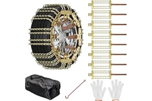 MOONCOOL 8Pcs(1 Satz) Haltbarkeit Stahl Schneeketten für Auto mit 215-285mm Reifenbreite, Universal Winter Reifenkette für PKW/SUV/LKW mit Handschuhe, Klein Haken und Tragetasche
