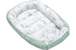 Medi Partners Baby nest Pod Newborn Sleepyhead 100% Cotton Waffle 100x60x15cm Bed Pillow Accessories Cocoon for Babies (Ocean with mint Waffle)