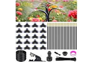 LASTOOLS 360° Einstellbar Garten Bewässerungssystem, Garten Bewässerungsschlauch Kit 20M with 20 Düsen, Tropfbewässerung Misting Kühlsystem für balkon, hochbeet, Gewächshaus und Terrasse Pflanzen