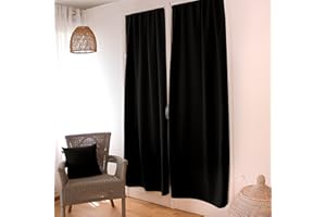 ED ENJOY HOME Enjoy Home - Zasłona drzwiowa - Wykończenie Pręt - 100% Poliester - 90x210 cm - Tkanina z certyfikatem Oeko Tex - Gotowy do montażu - Łatwy w pielęgnacji - Kolekcja podstawowa - Kolor czarny