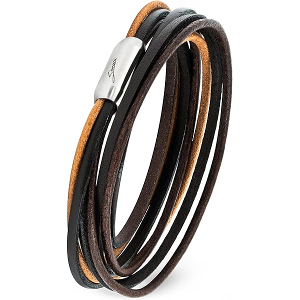 Bracciale Avvolgente In Vera Pelle Vegetale - Unisex, Chiusura