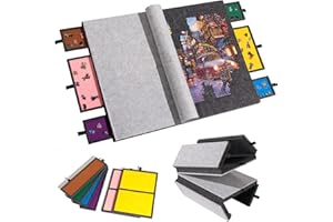 Tektalk Planche de puzzle pliable avec 6 tiroirs colorés, table de puzzle portable pour adultes, plateau de puzzle en feutre super léger avec couverture, rangement pour 1500, 1000, 500 pièces de