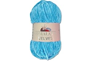 Wohnkult Himalaya 90027 - Laine Velvet Dolphin - 100 g - 40 couleurs au choix - Fil chenille à tricoter - Pelucheux et brillant - Pour accessoires, vêtements et couvertures - Bleu clair