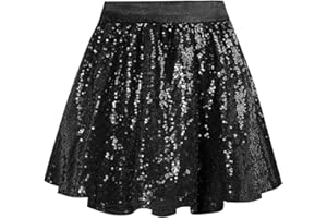 BALAYSIER Glitzer Rock Mädchen Pailletten Rock mit Auskleidung Kinder Fransen Rock Geeignet für 6-12 Jahre