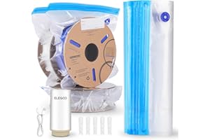 ELEGOO 3D-Druck Filament Aufbewahrungsbeutel Vakuum-Kit mit Auto-Pumpe, 30 Beutel Vakuum Versiegelt, Staubdicht und Feuchtigkeitsbeständig für Filament Trocken zu Halten (13.4x11.8 Zoll)