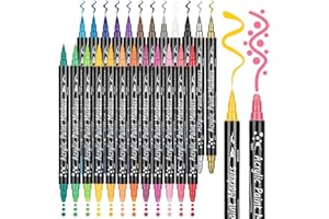 ‎KERIFI KERIFI Acrylstifte für Steine Wasserfest, 24 Farben Dual Tip Acrylfarben Set, Acrylstifte Wasserfest stifte für Steine zum Bemalen, Tassen, Kerzen, Holz Deko
