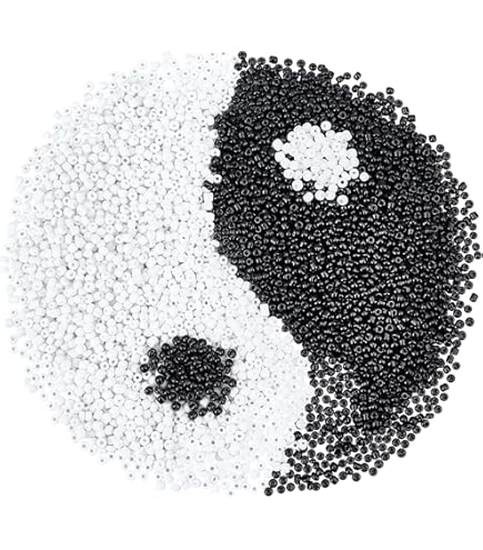 PH PandaHall Lot De 750 Perles Rondes En Verre Craquelé Noir Et Blanc