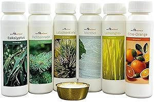 ‎WELL2WELLNESS well2wellness® Saunaaufguss Set 'Probierset/Starter Set' 6 x 125 ml + gratis 10g Mentholkristalle