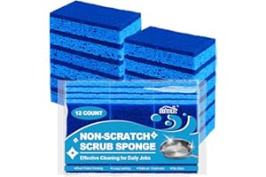 HOMEXCEL Schwämme 12 Stück, Non-Scratch Scrub Schwämme für Antihaft-Kochgeschirr, Dual-Sided Reinigung für Küche, Haushalt, Bad & mehr