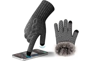 MAGISDU Guantes Mujer Invierno Tactiles Lana de Alpaca Forro Polar Guantes Termicos con Jacquard Antideslizantes para Smartphones y Tabletas Frio Correr Ciclismo Esquiar Nieve Conducir Deporte