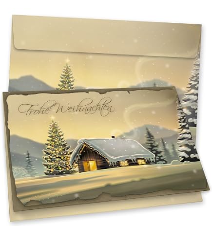 1 X Grußkarte (Fotoeinlage) - Schnee Wald Winter Weihnachten - Blanko