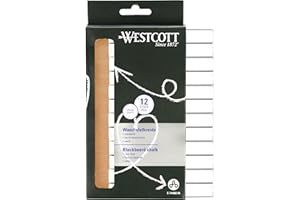 ‎WESTCOTT Westcott Kreide 12 Stück Weiss | 12er Pack Tafelkreide mit 1,2cm ⌀ in deckendem Weiss | staubarm & leicht abwischbar | 8,5cm lange Kreidestifte | E-744982 00