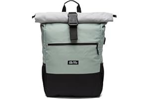 Ela Mo Plecak damski, plecak szkolny, zwijany top, piękny, wygodny i przemyślany, 18 l, Mintgrey, L