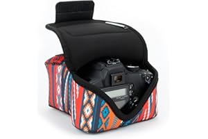 USA Gear DSLR Camera Sleeve (Grey) with Neoprene Protection, Holster Belt Loop and Accessory Storage - Compatible with Canon EOS Rebel T7, T8, SL3, R7, Nikon D3400, Pentax K-70 and Many More