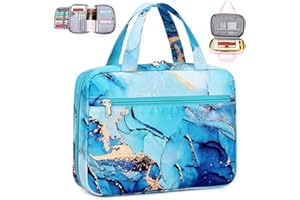 Octsky Bible Cover Case for Women Bible Organizer Book Carrying Bag for Medium and Large Bibles, Marble Cyan