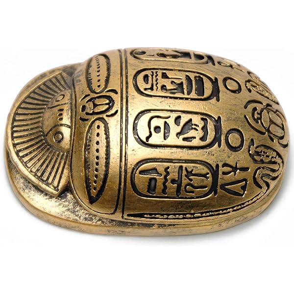 Egyptian Scarab Pectoral Brooch With Lapis Lazuli - Antique Gold Plated Pewter Jewelry - View #9