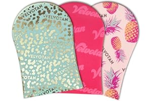 VELVOTAN Original Tanning Mitt - Self Tan Mitt for Streak-Free Finish & Stain-Free Hands, Washable & Reusable, Use with Any Fake Tan. Assorted Colours - One of Three Designs Sent at Random