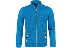 CAZOY Mens Lightweight Full Zipper Coat Jacket Open Front Stand Collar Cardigan Sweater Jumper with Pockets Men Long Sleeve Zip Up Sweatshirt Pullover Tops for Gym Fitness UK Size 8 22