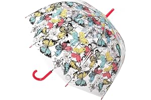 Chesoon Parapluie élégant pour femme avec dôme transparent coupe-vent Ouverture automatique Parapluie transparent pour fille,Rouge