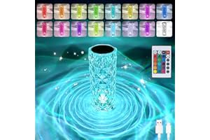 HAOTAO Crystal Diamond Rose Table Lamp, RGB LED Night Light with Touch and Remote Control, Bedside Lamps Nightstand Lamps, Dimmable, USB Rechargeable, Romantic Lighting Decoration for Bedroom, Office, Dating
