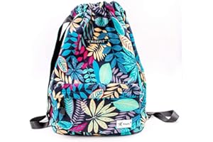 Risefit Waterproof Drawstring Bags, Printed Gym Bags Sports Backpacks for School PE Yoga for Men Women Girls Students