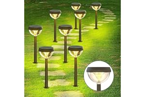 Linkind Lampes Solaires de Jardin, 3000K Blanc Chaud, Lampes Solaires d'Extérieur avec Détecteur de Lumière, 3 Modes d'Éclairage, Étanche IP54 avec Piquet de Terre pour Chemin, Allée, 8PCS