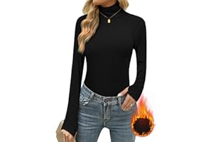 Terecey Camiseta Termica Algodón Mujer Cuello Alto Camisetas Manga Larga Camiseta Interior Elastico Montaña Esqui Deporte Invierno