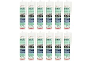 12x dubaust SAS24 Premium Silicone sanitaire élastique résistant à l'humidité durable résistant aux moisissures Salle de bain Cuisine Douche Pièces humides Cartouche de 310ml (manhattan)