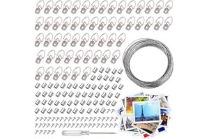 DURDIIY 152 szt. haczyki do obrazów, wytrzymałe haczyki do obrazów, zestaw do zawieszania obrazów, wieszaki do ramek na zdjęcia, zestaw ze śrubą + żelazny drut + śrubokręt sześciokątny + aluminiowa tuleja do luster, ramek na zdjęcia i obrazów