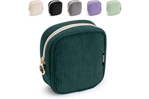 KALIDI FANCY FOREST KALIDI Small Makeup Bag for Women Corduroy Mini Make Up Pouch with Metal Ring Zipper Cosmetic Organizer Travel Toiletry Make-up Bag for Handbags