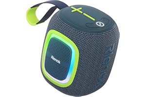 RIENOK Głośnik Bluetooth Bezprzewodowy Kompaktowy Wodoodporny Mini Głośnik z Oświetleniem Radio FM 15 Godzin Odtwarzania Bluetooth 5.3 Karta TF Odtwarzanie USB Turkusowy