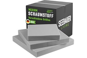 SEEBAUER DIY SEEBAUER Living Matelas de Mousse Medium RG 35/40 (Semi Ferme) Coussin de Chaise et Canapé (45 x 45 x 3 cm)