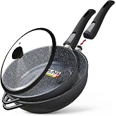 Briebe Set of 2 Non-Stick Induction Frying Pans with Removable Handle 24/11 | Non-stick ILAG PFOA-free, Cast Aluminium, Glass