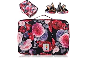 AYVANBER Duży piórnik z 304 przegródkami, kolorowy piórnik żelowy, piórnik lub 300 kolorów, torba do przechowywania markerów żelowych, etui dla studentów, Czerwona róża, walizka