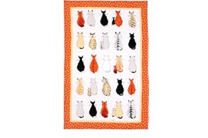 Ulster Weavers Cats in Waiting Tea Towel, 100% Cotton - With Cute Orange Cat Animal Hand Drawn Design - Kitchen and Cooking Gifts for Bakers & Chefs - Homeware & Kitchenware Range